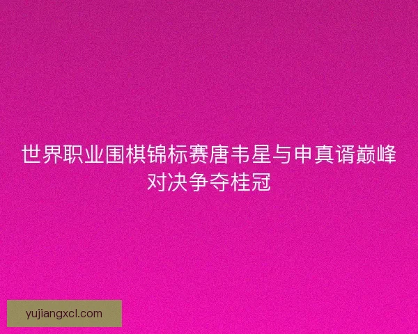 世界职业围棋锦标赛唐韦星与申真谞巅峰对决争夺桂冠