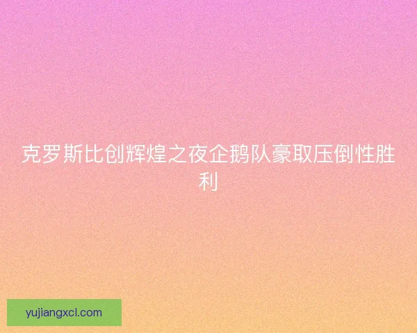 克罗斯比创辉煌之夜企鹅队豪取压倒性胜利